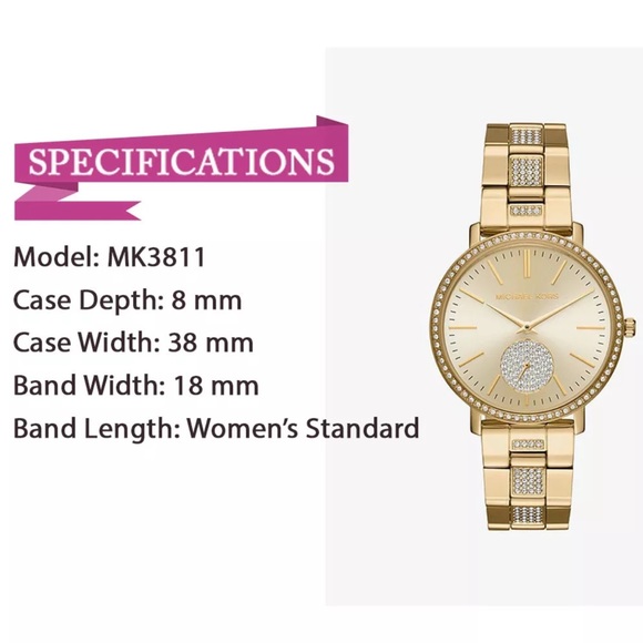 Michael Kors gold crystal bezel bracelet watch - Picture 6 of 8